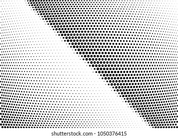 Abstract halftone wave dotted background. Halftone twisted grunge pattern, dot, circle.  Vector modern optical halftone pop art texture for poster, business card, cover, label mock-up, sticker layout