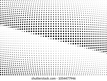 Abstract halftone wave dotted background. Halftone twisted grunge pattern, dot, circle.  Vector modern optical halftone pop art texture for poster, business card, cover, label mock-up, sticker layout