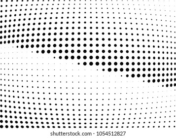 Abstract halftone wave dotted background. Halftone twisted grunge pattern, dot, circle.  Vector modern optical halftone pop art texture for poster, business card, cover, label mock-up, sticker layout