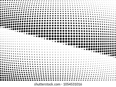 Abstract halftone wave dotted background. Halftone twisted grunge pattern, dot, circle.  Vector modern optical halftone pop art texture for poster, business card, cover, label mock-up, sticker layout