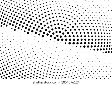 Abstract halftone wave dotted background. Halftone twisted grunge pattern, dot, circle.  Vector modern optical halftone pop art texture for poster, business card, cover, label mock-up, sticker layout