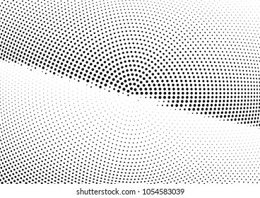 Abstract halftone wave dotted background. Halftone twisted grunge pattern, dot, circle.  Vector modern optical halftone pop art texture for poster, business card, cover, label mock-up, sticker layout