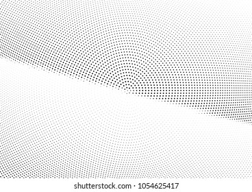 Abstract halftone wave dotted background. Halftone twisted grunge pattern, dot, circle.  Vector modern optical halftone pop art texture for poster, business card, cover, label mock-up, sticker layout