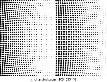 Abstract halftone wave dotted background. Halftone twisted grunge pattern, dot, circle.  Vector modern optical halftone pop art texture for poster, business card, cover, label mock-up, sticker layout