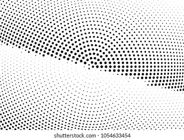 Abstract halftone wave dotted background. Halftone twisted grunge pattern, dot, circle.  Vector modern optical halftone pop art texture for poster, business card, cover, label mock-up, sticker layout