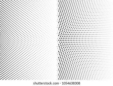 Abstract halftone wave dotted background. Halftone twisted grunge pattern, dot, circle.  Vector modern optical halftone pop art texture for poster, business card, cover, label mock-up, sticker layout