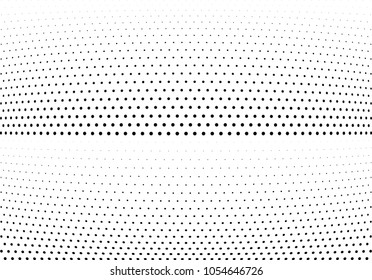 Abstract halftone wave dotted background. Halftone twisted grunge pattern, dot, circle.  Vector modern optical halftone pop art texture for poster, business card, cover, label mock-up, sticker layout