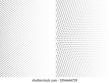 Abstract halftone wave dotted background. Halftone twisted grunge pattern, dot, circle.  Vector modern optical halftone pop art texture for poster, business card, cover, label mock-up, sticker layout