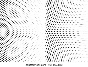 Abstract halftone wave dotted background. Halftone twisted grunge pattern, dot, circle.  Vector modern optical halftone pop art texture for poster, business card, cover, label mock-up, sticker layout