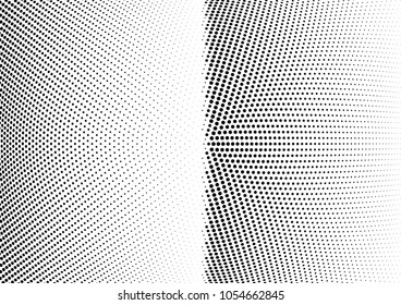 Abstract halftone wave dotted background. Halftone twisted grunge pattern, dot, circle.  Vector modern optical halftone pop art texture for poster, business card, cover, label mock-up, sticker layout