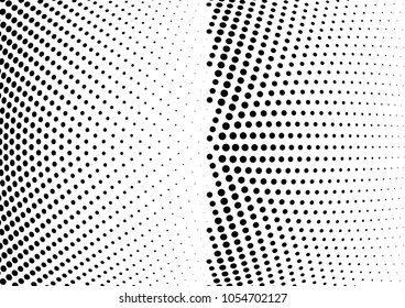 Abstract halftone wave dotted background. Halftone twisted grunge pattern, dot, circle.  Vector modern optical halftone pop art texture for poster, business card, cover, label mock-up, sticker layout