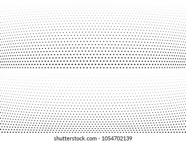 Abstract halftone wave dotted background. Halftone twisted grunge pattern, dot, circle.  Vector modern optical halftone pop art texture for poster, business card, cover, label mock-up, sticker layout
