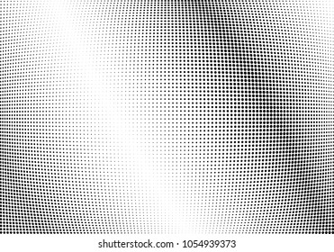 Abstract halftone wave dotted background. Halftone twisted grunge pattern, dot, circle.  Vector modern optical halftone pop art texture for poster, business card, cover, label mock-up, sticker layout