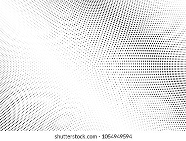 Abstract halftone wave dotted background. Halftone twisted grunge pattern, dot, circle.  Vector modern optical halftone pop art texture for poster, business card, cover, label mock-up, sticker layout