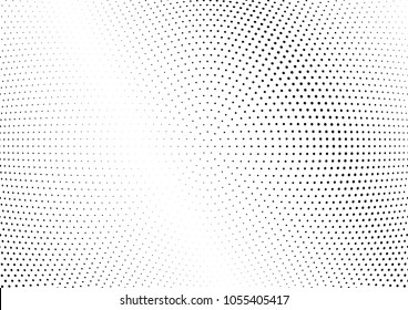 Abstract halftone wave dotted background. Halftone twisted grunge pattern, dot, circle.  Vector modern optical halftone pop art texture for poster, business card, cover, label mock-up, sticker layout