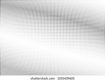 Abstract halftone wave dotted background. Halftone twisted grunge pattern, dot, circle.  Vector modern optical halftone pop art texture for poster, business card, cover, label mock-up, sticker layout