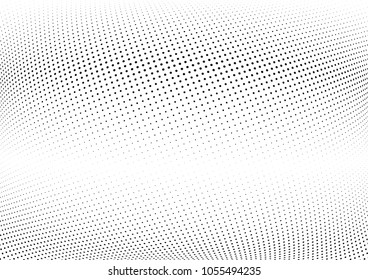 Abstract halftone wave dotted background. Halftone twisted grunge pattern, dot, circle.  Vector modern optical halftone pop art texture for poster, business card, cover, label mock-up, sticker layout