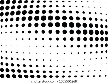 Abstract halftone wave dotted background. Halftone twisted grunge pattern, dot, circle.  Vector modern optical halftone pop art texture for poster, business card, cover, label mock-up, sticker layout