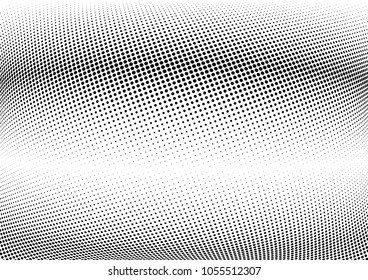 Abstract halftone wave dotted background. Halftone twisted grunge pattern, dot, circle.  Vector modern optical halftone pop art texture for poster, business card, cover, label mock-up, sticker layout