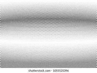 Abstract halftone wave dotted background. Halftone twisted grunge pattern, dot, circle.  Vector modern optical halftone pop art texture for poster, business card, cover, label mock-up, sticker layout