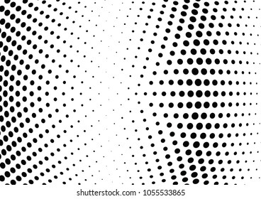 Abstract halftone wave dotted background. Halftone twisted grunge pattern, dot, circle.  Vector modern optical halftone pop art texture for poster, business card, cover, label mock-up, sticker layout