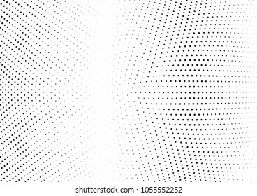 Abstract halftone wave dotted background. Halftone twisted grunge pattern, dot, circle.  Vector modern optical halftone pop art texture for poster, business card, cover, label mock-up, sticker layout