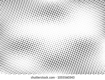 Abstract halftone wave dotted background. Halftone twisted grunge pattern, dot, circle.  Vector modern optical halftone pop art texture for poster, business card, cover, label mock-up, sticker layout