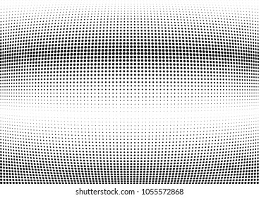 Abstract halftone wave dotted background. Halftone twisted grunge pattern, dot, circle.  Vector modern optical halftone pop art texture for poster, business card, cover, label mock-up, sticker layout