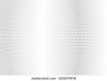 Abstract halftone wave dotted background. Halftone twisted grunge pattern, dot, circle.  Vector modern optical halftone pop art texture for poster, business card, cover, label mock-up, sticker layout