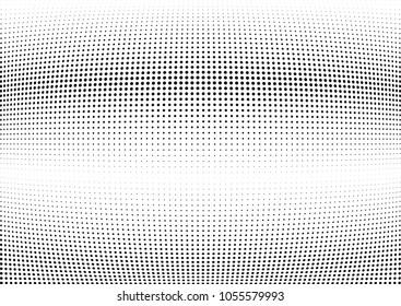 Abstract halftone wave dotted background. Halftone twisted grunge pattern, dot, circle.  Vector modern optical halftone pop art texture for poster, business card, cover, label mock-up, sticker layout