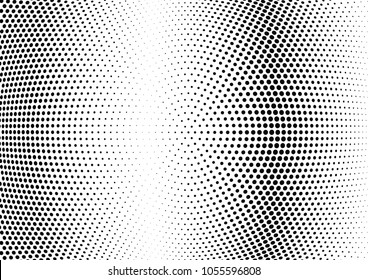 Abstract halftone wave dotted background. Halftone twisted grunge pattern, dot, circle.  Vector modern optical halftone pop art texture for poster, business card, cover, label mock-up, sticker layout