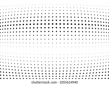 Abstract halftone wave dotted background. Halftone twisted grunge pattern, dot, circle.  Vector modern optical halftone pop art texture for poster, business card, cover, label mock-up, sticker layout