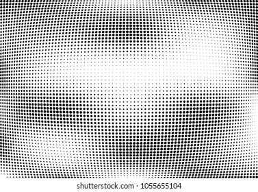 Abstract halftone wave dotted background. Halftone twisted grunge pattern, dot, circle.  Vector modern optical halftone pop art texture for poster, business card, cover, label mock-up, sticker layout