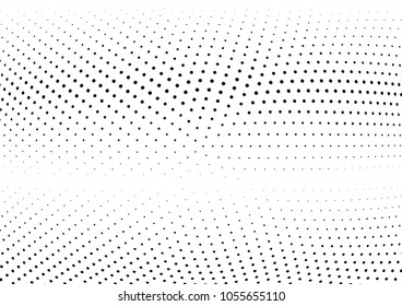 Abstract halftone wave dotted background. Halftone twisted grunge pattern, dot, circle.  Vector modern optical halftone pop art texture for poster, business card, cover, label mock-up, sticker layout