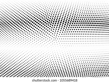 Abstract halftone wave dotted background. Halftone twisted grunge pattern, dot, circle.  Vector modern optical halftone pop art texture for poster, business card, cover, label mock-up, sticker layout