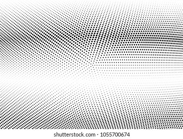 Abstract halftone wave dotted background. Halftone twisted grunge pattern, dot, circle.  Vector modern optical halftone pop art texture for poster, business card, cover, label mock-up, sticker layout