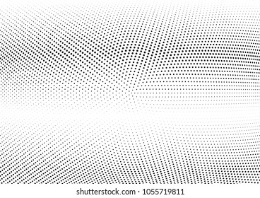 Abstract halftone wave dotted background. Halftone twisted grunge pattern, dot, circle.  Vector modern optical halftone pop art texture for poster, business card, cover, label mock-up, sticker layout