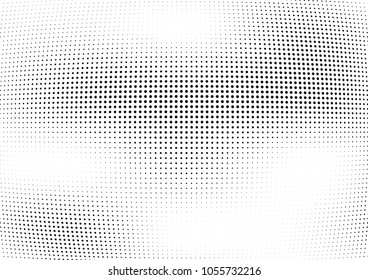 Abstract halftone wave dotted background. Halftone twisted grunge pattern, dot, circle.  Vector modern optical halftone pop art texture for poster, business card, cover, label mock-up, sticker layout