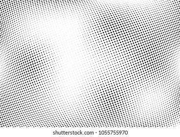 Abstract halftone wave dotted background. Halftone twisted grunge pattern, dot, circle.  Vector modern optical halftone pop art texture for poster, business card, cover, label mock-up, sticker layout
