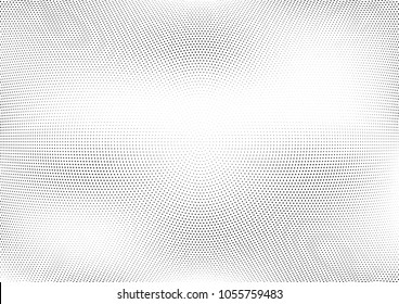 Abstract halftone wave dotted background. Halftone twisted grunge pattern, dot, circle.  Vector modern optical halftone pop art texture for poster, business card, cover, label mock-up, sticker layout