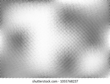 Abstract halftone wave dotted background. Halftone twisted grunge pattern, dot, circle.  Vector modern optical halftone pop art texture for poster, business card, cover, label mock-up, sticker layout