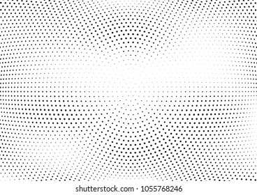 Abstract halftone wave dotted background. Halftone twisted grunge pattern, dot, circle.  Vector modern optical halftone pop art texture for poster, business card, cover, label mock-up, sticker layout