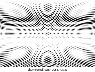 Abstract halftone wave dotted background. Halftone twisted grunge pattern, dot, circle.  Vector modern optical halftone pop art texture for poster, business card, cover, label mock-up, sticker layout