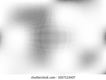 Abstract halftone wave dotted background. Halftone twisted grunge pattern, dot, circle.  Vector modern optical halftone pop art texture for poster, business card, cover, label mock-up, sticker layout