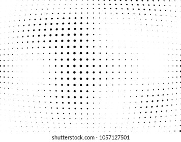 Abstract halftone wave dotted background. Halftone twisted grunge pattern, dot, circle.  Vector modern optical halftone pop art texture for poster, business card, cover, label mock-up, sticker layout