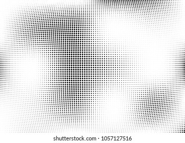 Abstract halftone wave dotted background. Halftone twisted grunge pattern, dot, circle.  Vector modern optical halftone pop art texture for poster, business card, cover, label mock-up, sticker layout