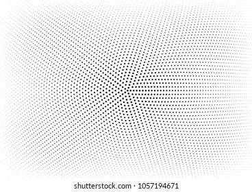 Abstract halftone wave dotted background. Halftone twisted grunge pattern, dot, circle.  Vector modern optical halftone pop art texture for poster, business card, cover, label mock-up, sticker layout