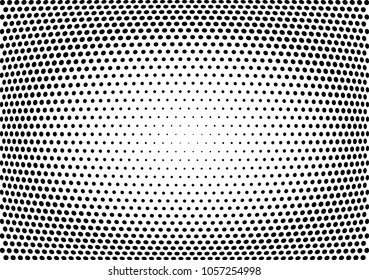 Abstract halftone wave dotted background. Halftone twisted grunge pattern, dot, circle.  Vector modern optical halftone pop art texture for poster, business card, cover, label mock-up, sticker layout