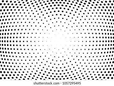 Abstract halftone wave dotted background. Halftone twisted grunge pattern, dot, circle.  Vector modern optical halftone pop art texture for poster, business card, cover, label mock-up, sticker layout