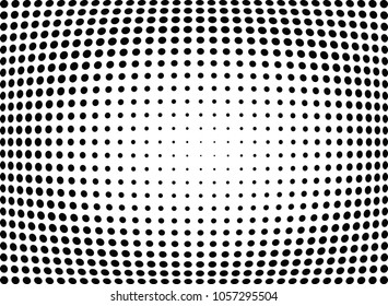 Abstract halftone wave dotted background. Halftone twisted grunge pattern, dot, circle.  Vector modern optical halftone pop art texture for poster, business card, cover, label mock-up, sticker layout